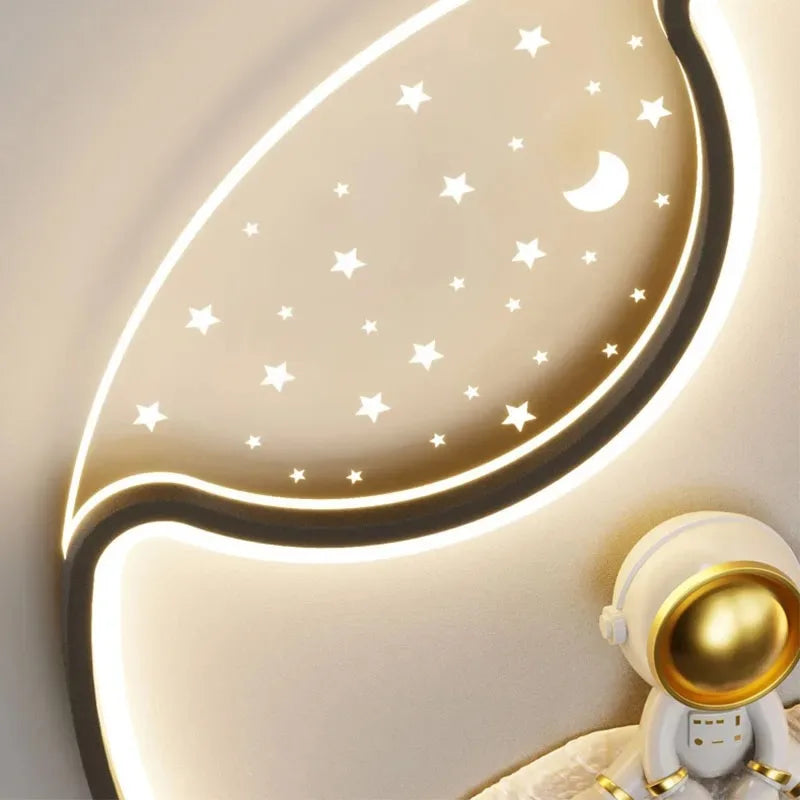 DecorBites Kids Astronaut LED Moon Light with starry panel and astronaut figurine on Tampa Home & Garden Store