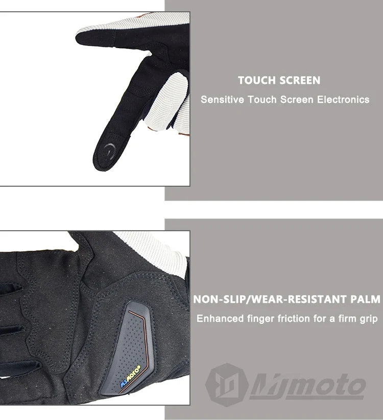 BikerZoneZ Dirtpaw Race Motorcycle Gloves, black with white panels, touchscreen capable on Tampa Home & Garden Store