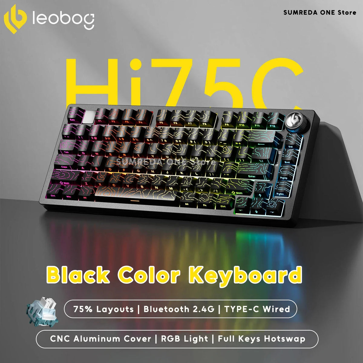 Leobog Hi75C wireless aluminum mechanical keyboard with RGB backlight and 75% layout on Tampa Home & Garden Store