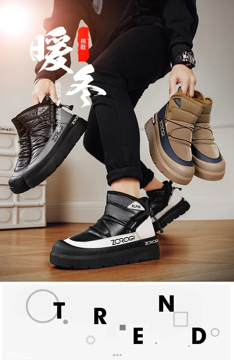 Mens Winter Ankle Boots UpTrend Deals, black and tan warm durable outdoor shoes, 2 pairs on Tampa Home & Garden Store