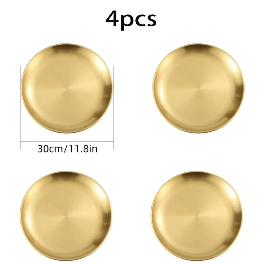Perfecsy 4pcs gold-tone stainless steel round plates, 30 cm on Tampa Home & Garden Store