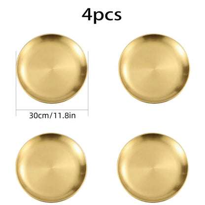 Perfecsy 4pcs gold-tone stainless steel round plates, 30 cm on Tampa Home & Garden Store