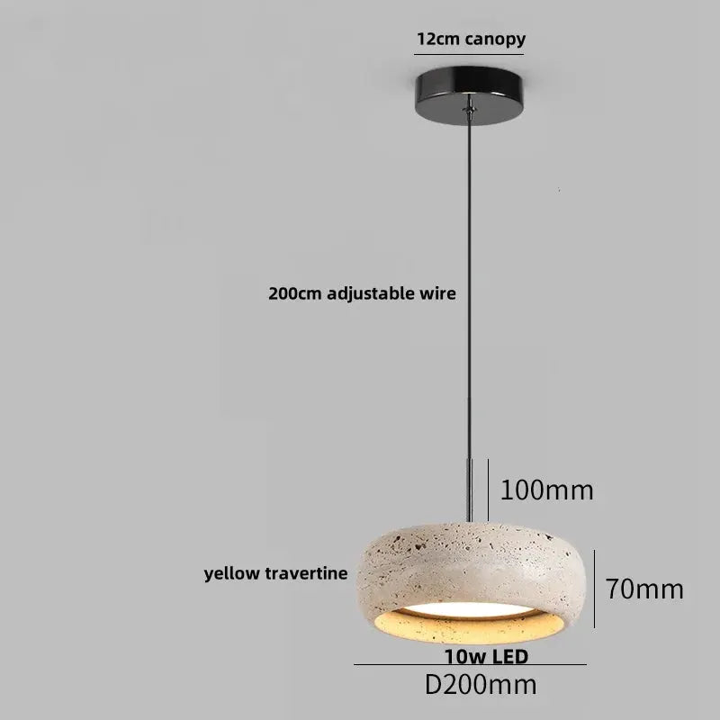 DecorBites LED pendant lamp black iron with yellow travertine shade 200mm dia 70mm h 10W on Tampa Home & Garden Store