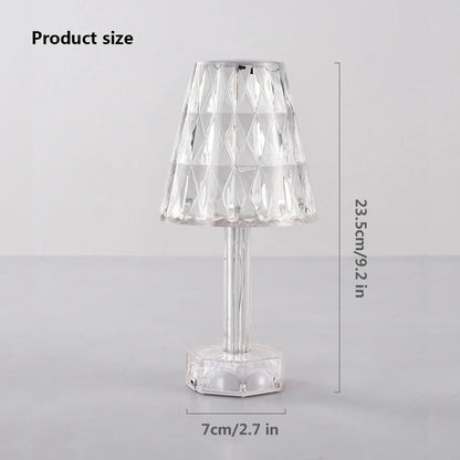 Diamond Crystal Projection Night Light USB Touch Control Bedside Desk Lamp Decor