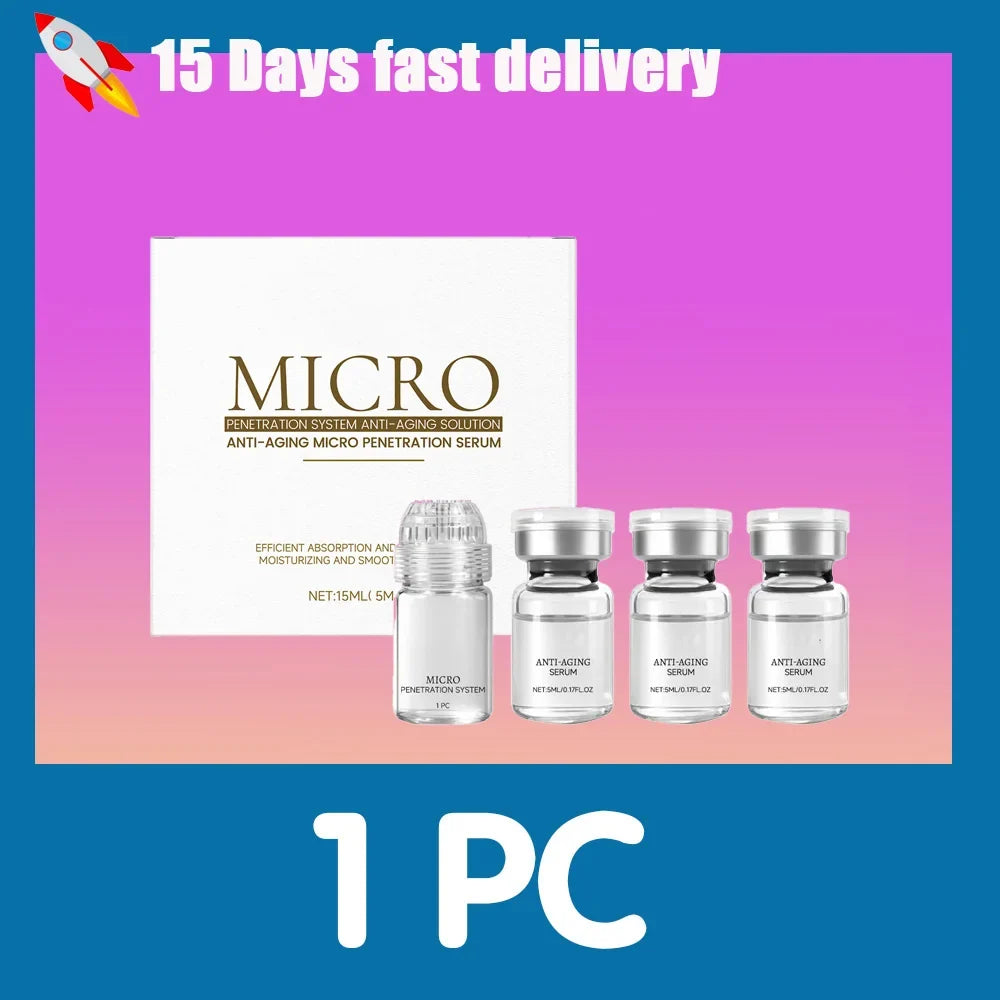 COLLAGEN anti-wrinkle essence set by Silcy Skin: MICRO box with four serums on pink gradient on Tampa Home & Garden Store