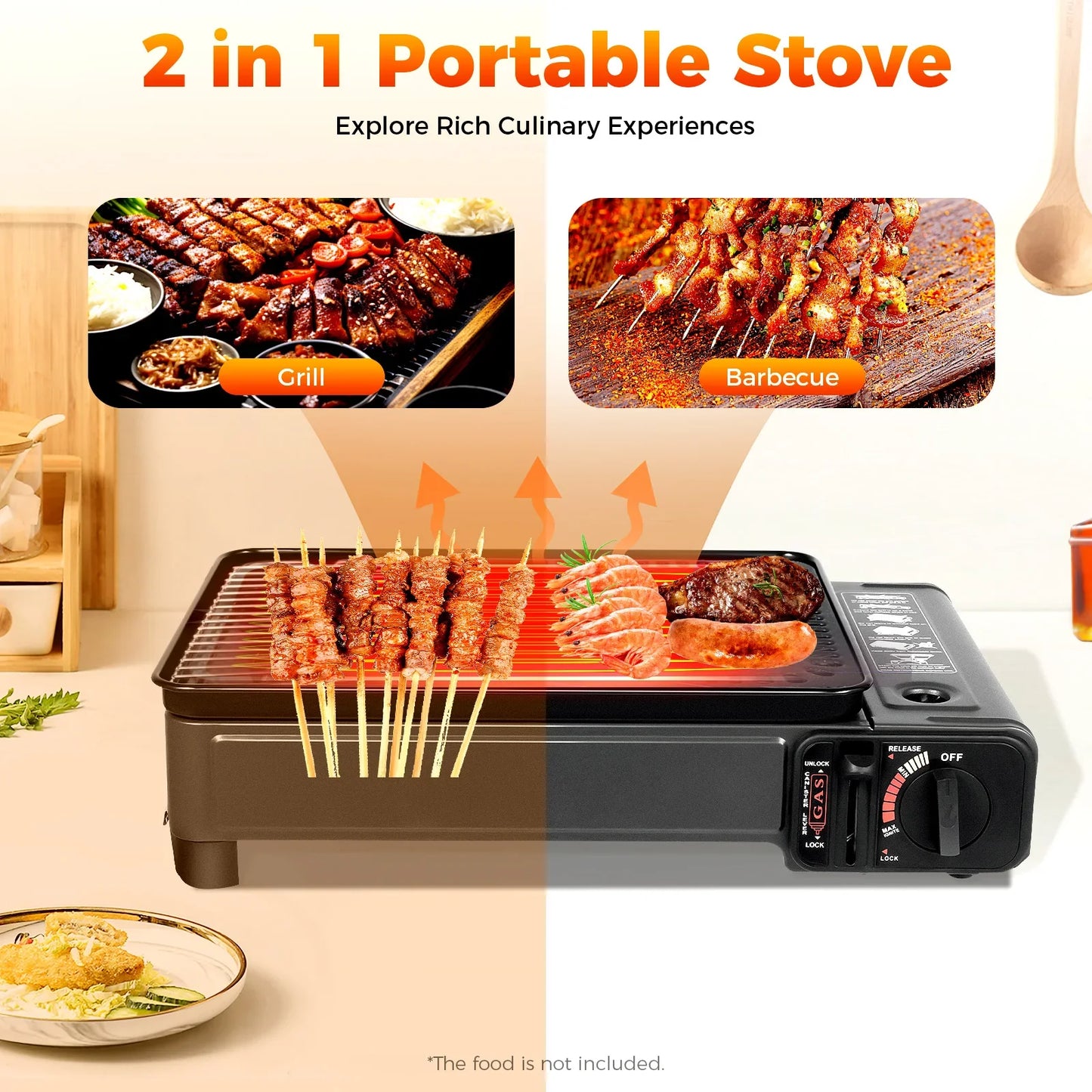 Portable Butane Grill Stove with Grill Net Outdoor Camping Traveling Trekking BBQ