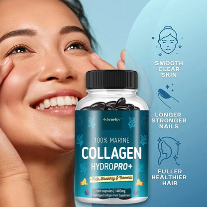Silcy Skin HydroPro+ marine collagen bottle with blue label, 120 capsules visible on Tampa Home & Garden Store