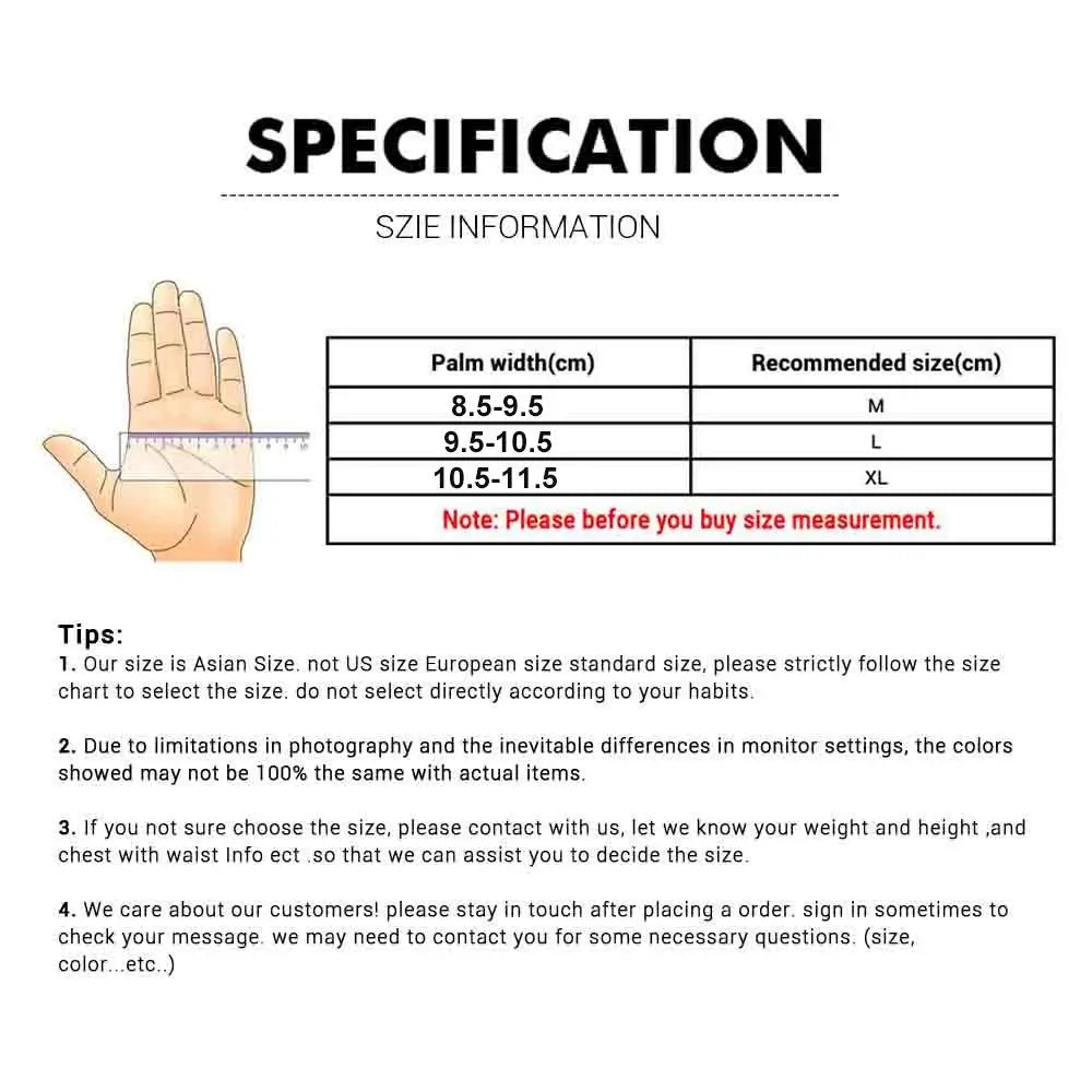 Winter Cold-proof Windproof Gloves BikerZoneZ motorcycle gloves size chart palm width on Tampa Home & Garden Store