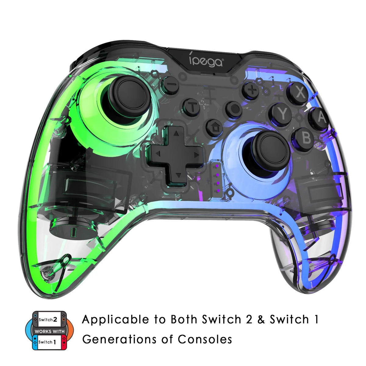 Wireless game controller SW123 by ipega with transparent shell and RGB lighting for Switch/PC on Tampa Home & Garden Store