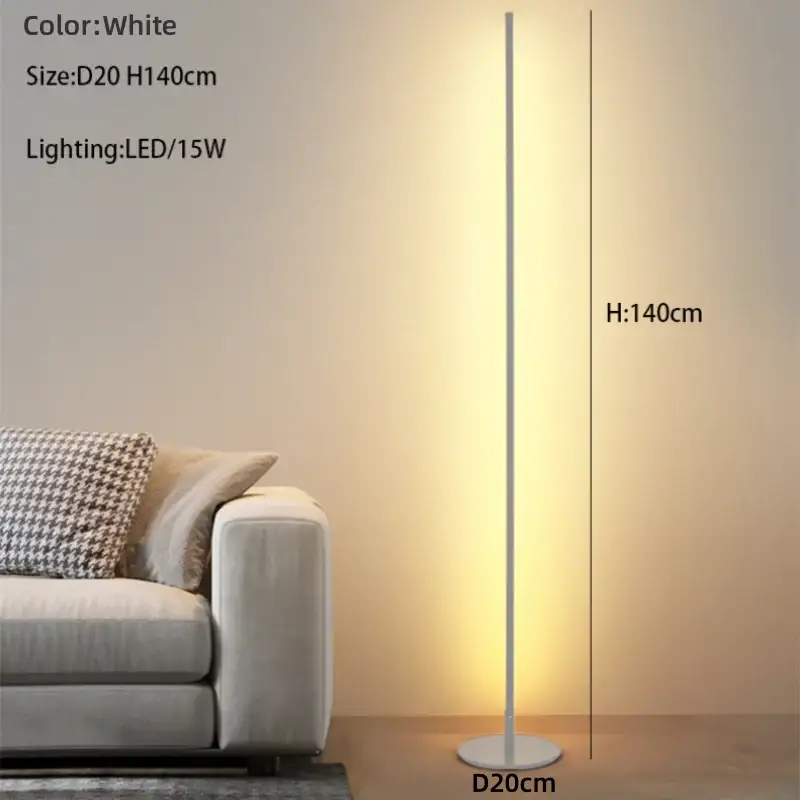 DecorBites white LED floor lamp, aluminum-iron, 140cm tall, 20cm base, 15W LED on Tampa Home & Garden Store
