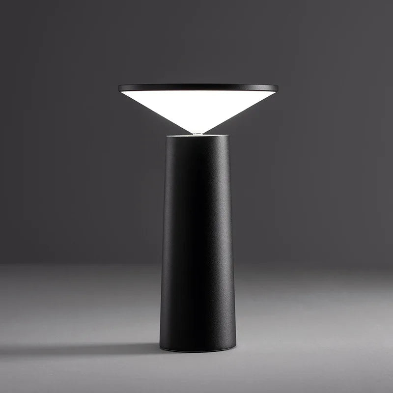 Perfecsy black metal table lamp with geometric triangular LED shade smart touch control on Tampa Home & Garden Store