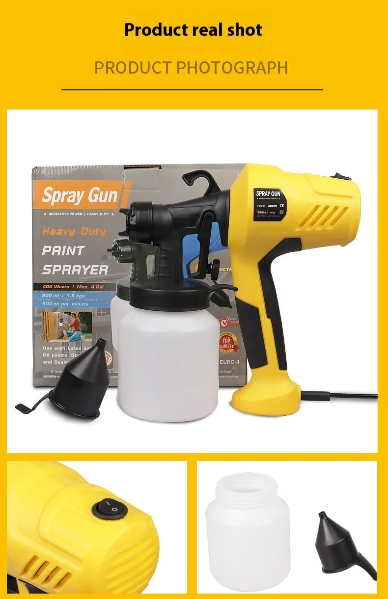 Portable electric paint sprayer UpTrend Deals handheld spray gun yellow and black with white cup on Tampa Home & Garden Store