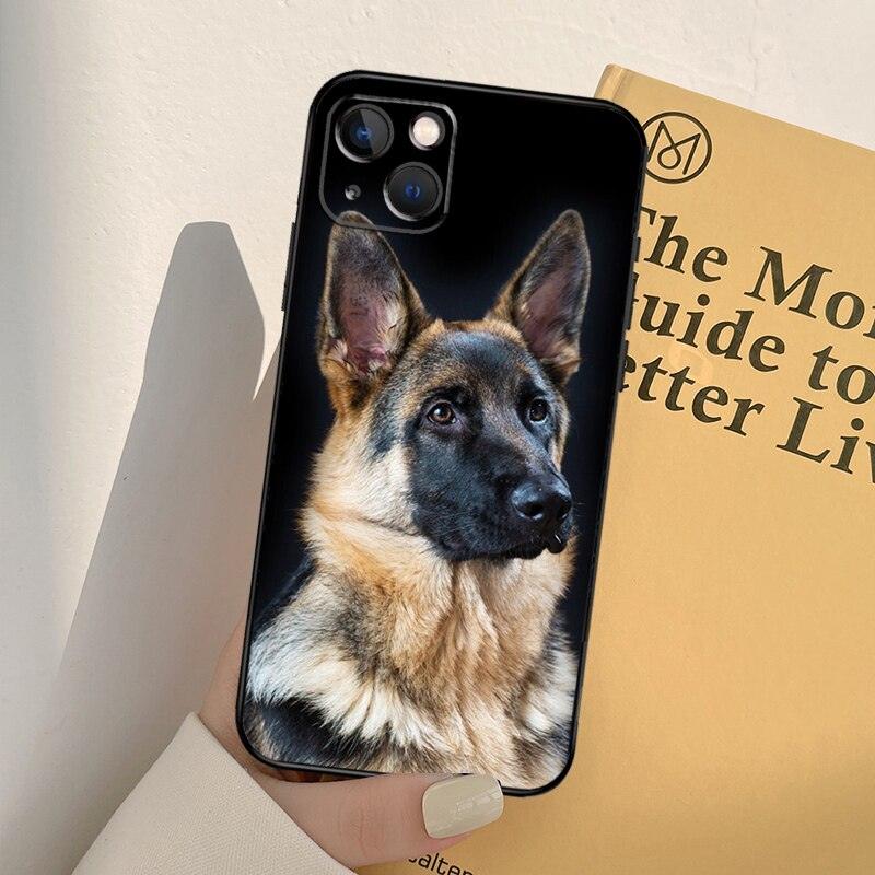 Cartoon German Shepherd Phone Case, black border, Stevvex on Tampa Home & Garden Store