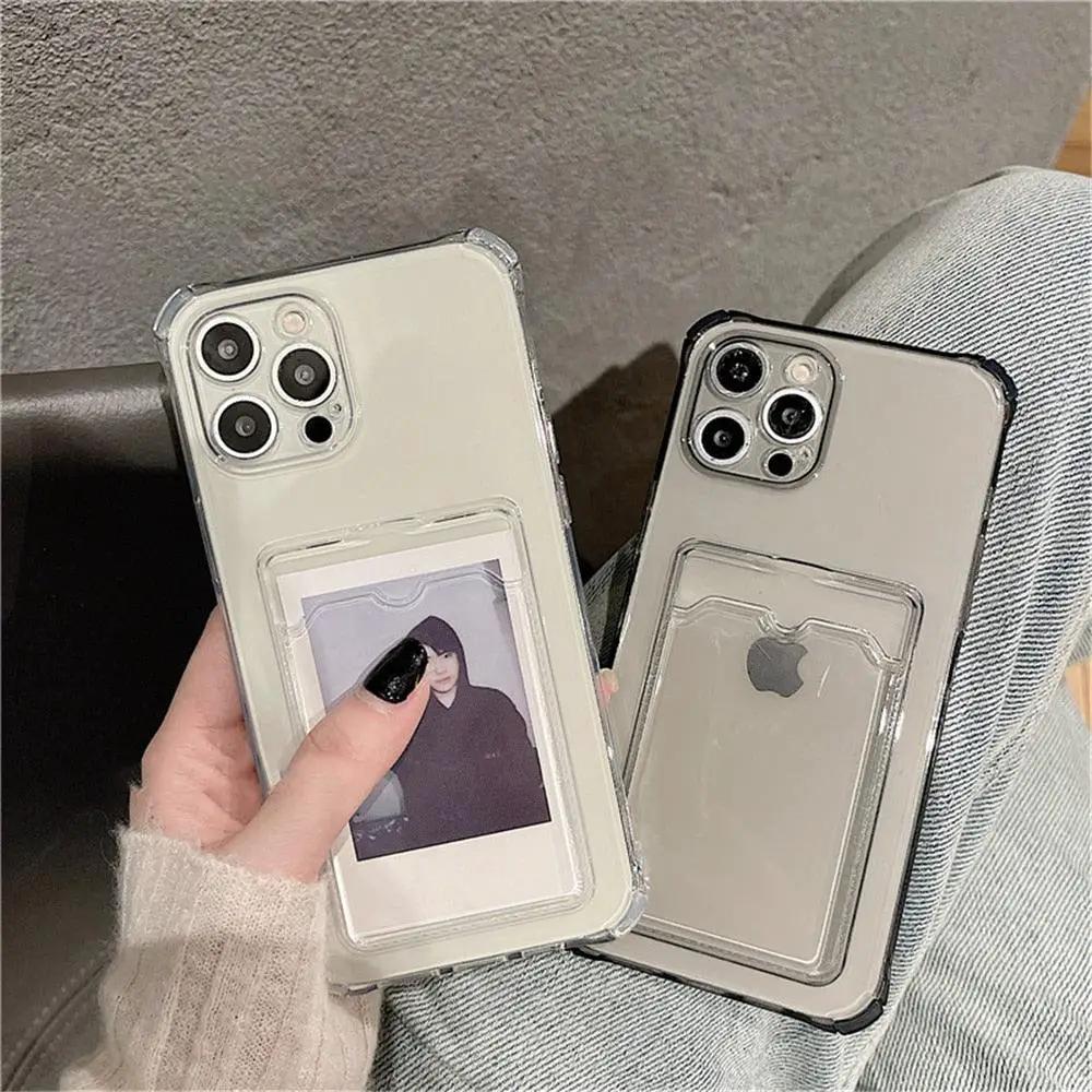 Transparent Card Slot Case For Iphone With Holder