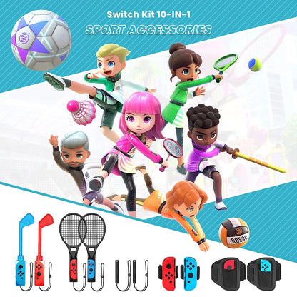 10 in 1 Switch sports kit with red/blue Joy-Con straps, rackets and paddles by FLIPSTYLEZLLC on Tampa Home & Garden Store