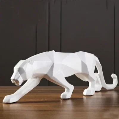 Panther statue in white polygonal resin for home decor, desktop figurine on Tampa Home & Garden Store