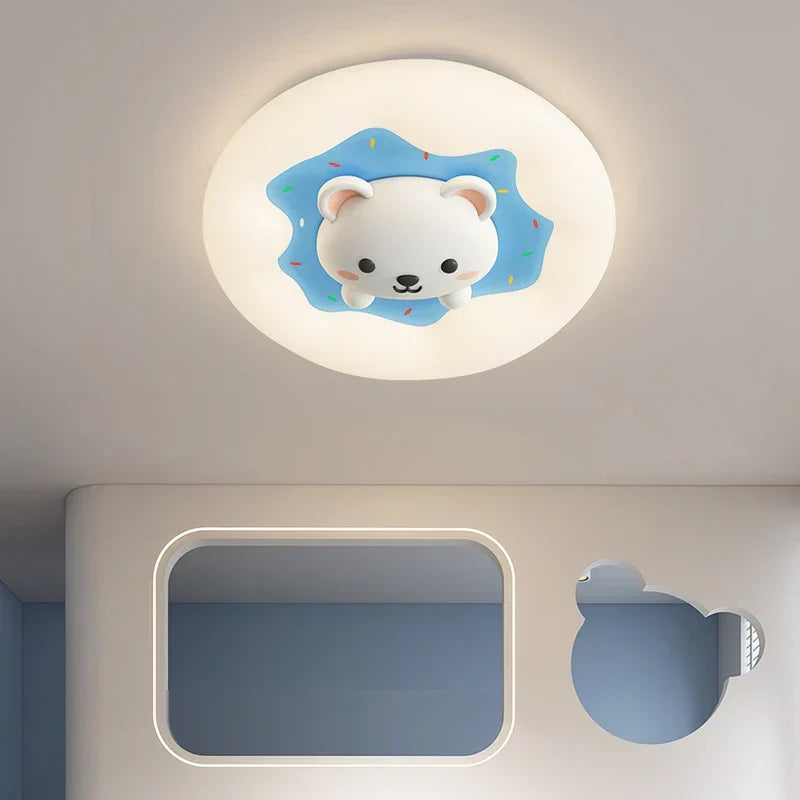 DecorBites Kids Room Chandelier remote dimmable ceiling light with a cute bear in blue on Tampa Home & Garden Store