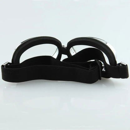 Motorcycle goggles round-frame lenses with black foam padding and wide elastic strap on Tampa Home & Garden Store