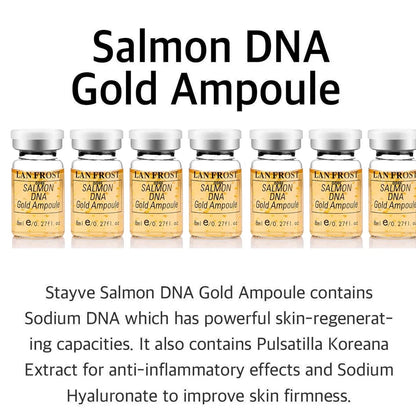 Korean Salmon DNA Gold Ampoule serum kit with eight 8ml amber LAN FROST bottles on Tampa Home & Garden Store