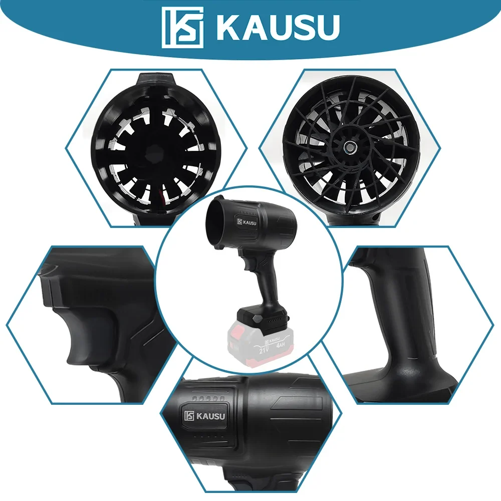 Cordless electric leaf blower KAUSU handheld dust & snow removal tool, 21V 4Ah battery, black on Tampa Home & Garden Store
