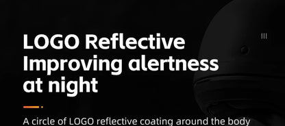 Motorcycle helmet banner with reflective logo text on a dark background, partial helmet visible on Tampa Home & Garden Store