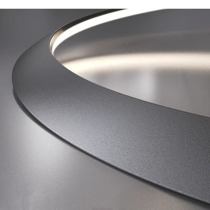 DecorBites Kepler round LED chandelier pendant with brushed aluminum metal ring on Tampa Home & Garden Store