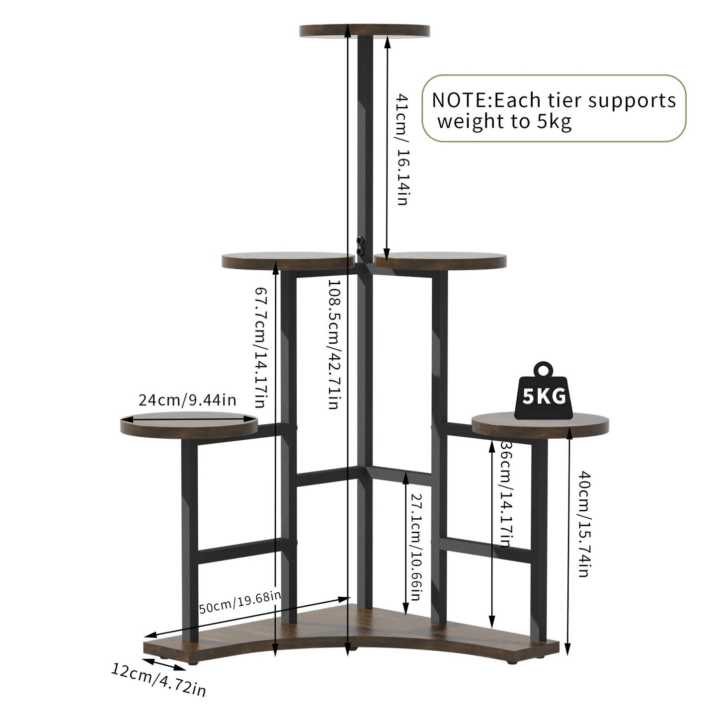Five Tier Corner Plant Stand and Rack for Balcony