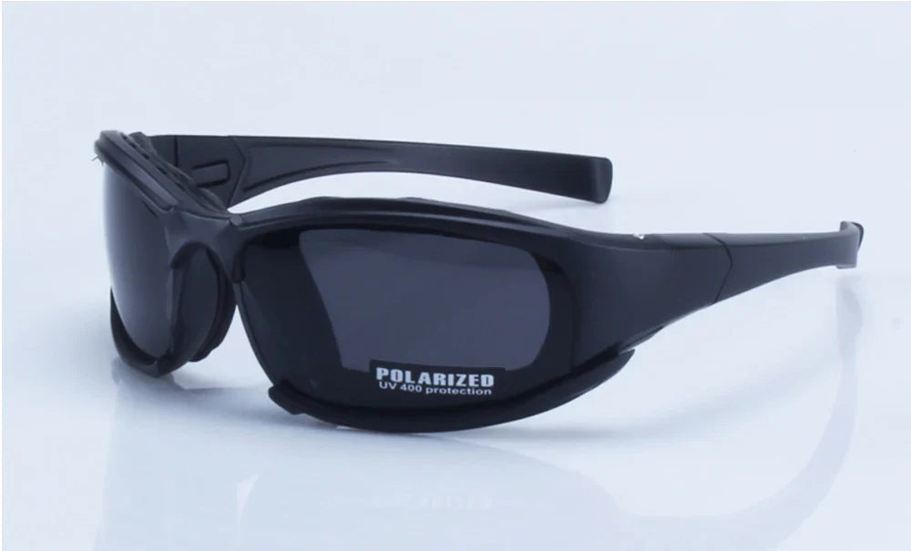 X7 Military Polarized Sunglasses by BikerZoneZ, black wraparound frame with UV400 lenses on Tampa Home & Garden Store
