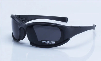 X7 Military Polarized Sunglasses by BikerZoneZ, black wraparound frame with UV400 lenses on Tampa Home & Garden Store