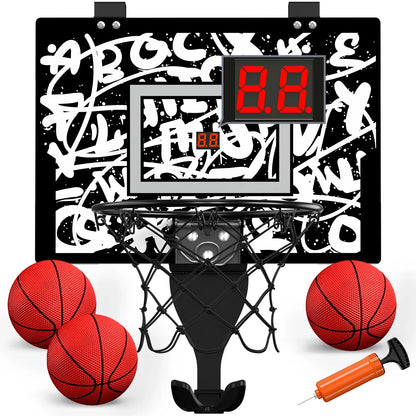 Kids mini basketball hoop with electronic scoreboard and graffiti backboard, 4 red balls on Tampa Home & Garden Store