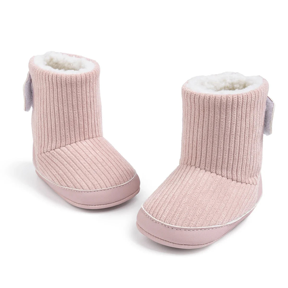 Newborn pink corduroy booties pair with white faux fur lining UpTrend Deals on Tampa Home & Garden Store