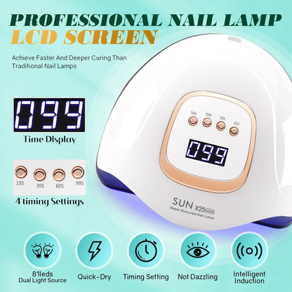 UV LED Nail Lamp 380W by Silcy Skin with LCD display, white/gold finish, 4 timing settings on Tampa Home & Garden Store