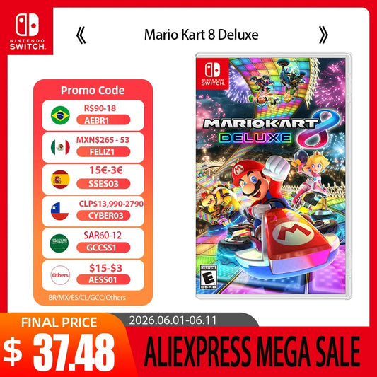 Nintendo Switch Mario Kart 8 Deluxe game case with promo code panel, colorful cover on Tampa Home & Garden Store