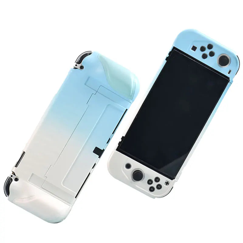 Switch OLED silicone allinone case blue white gradient oily grip FLIPSTYLEZLLC on Tampa Home & Garden Store
