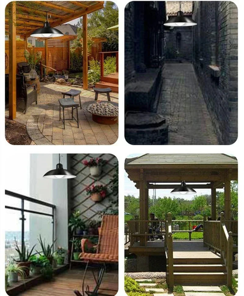 Solar Pendant Light Outdoor LED Double-Head Chandelier Waterproof Remote Lamp
