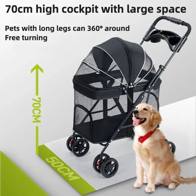 Breathable Pet Dog Cat Stroller by Pet Zen, lightweight folding design with ventilated mesh on Tampa Home & Garden Store