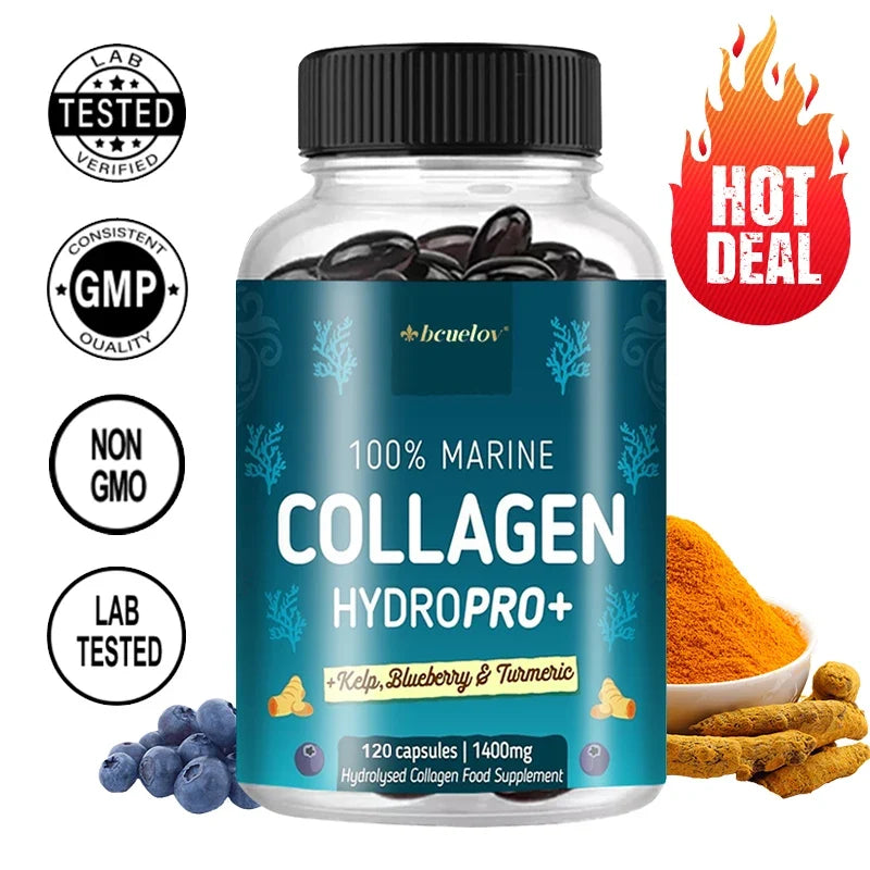 HydroPro+ marine collagen supplement by Silcy Skin, 120 capsules 1400mg, lab tested on Tampa Home & Garden Store