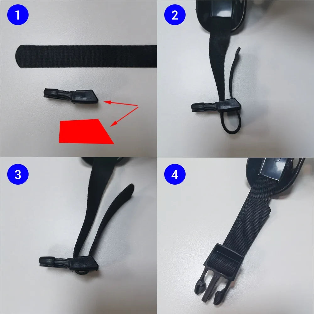 DOT Certification Half Helmet strap and buckle assembly in black nylon by BikerZoneZ on Tampa Home & Garden Store