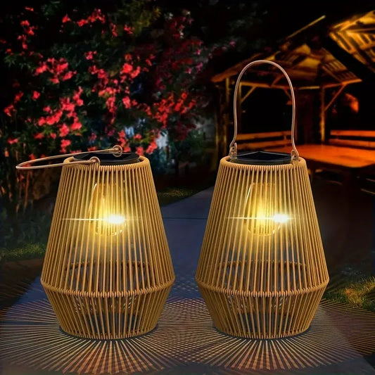 Outdoor Solar Hanging Lights Waterproof Woven Lanterns for Garden Yard - Tampa Home & Garden Store