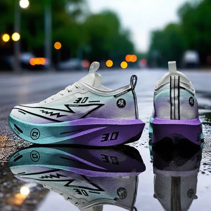 Training Shoes - Breathable Cushioned Mesh EstaliosFit white-teal gradient purple sole on Tampa Home & Garden Store