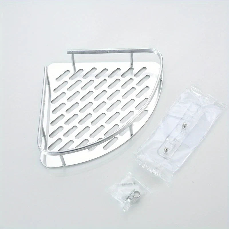 Stainless steel tension shower caddy corner shelf, chrome finish, mounting hardware Moktan Sabai on Tampa Home & Garden Store