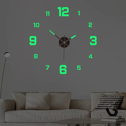 Luminous Digital Wall Clock Silent LED 3D DIY Modern Bedroom Living Room Decor