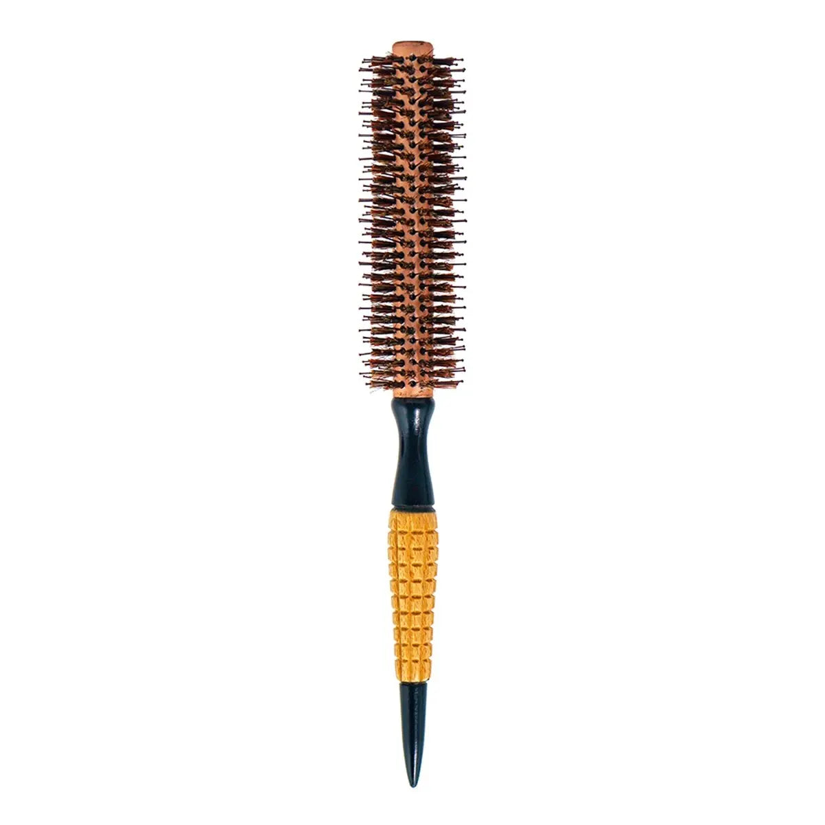 Wood-handle round boar-bristle hairbrush for styling and detangling anti-static pro brush Silcy Skin on Tampa Home & Garden Store