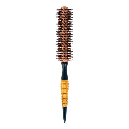 Wood-handle round boar-bristle hairbrush for styling and detangling anti-static pro brush Silcy Skin on Tampa Home & Garden Store