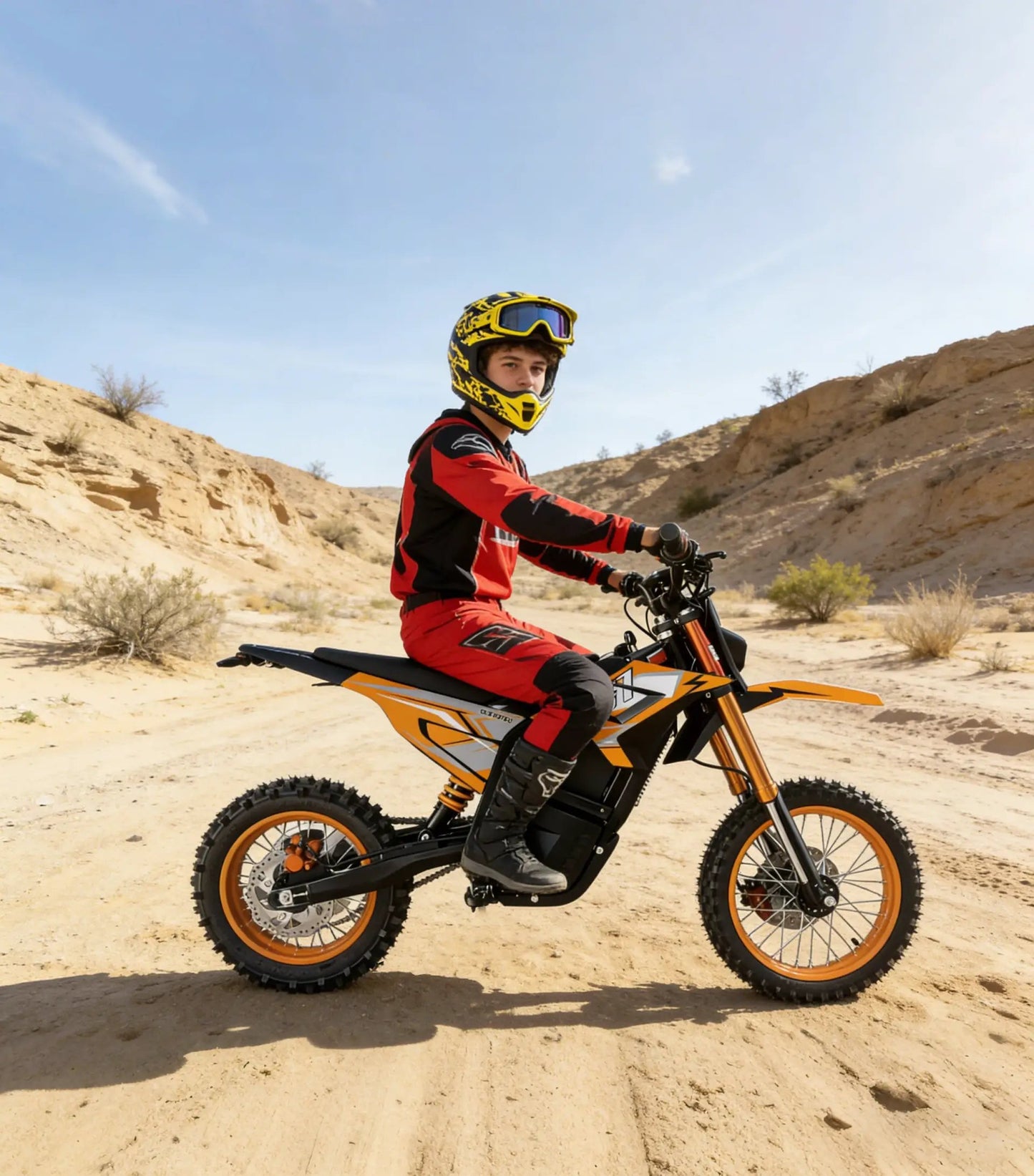 S1 Dirt Bike electric off-road motorcycle, orange frame, black seat by EUNORAU E-BIKE US on Tampa Home & Garden Store