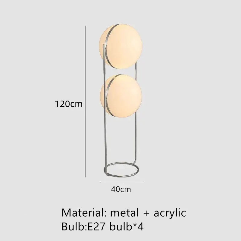 DecorBites LED floor lamp chrome metal with white acrylic balls, E27 bulbs, 120 cm tall on Tampa Home & Garden Store