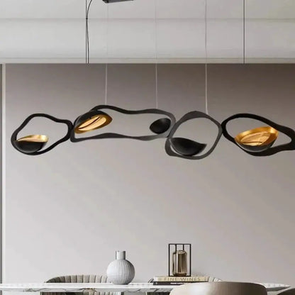 DecorBites LED Pendant Chandelier with black rings and gold accents, modern hanging light on Tampa Home & Garden Store
