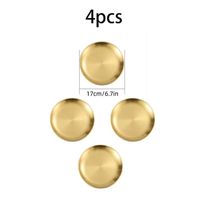 4pcs round stainless steel plates, gold tone, 17 cm diameter, Perfecsy on Tampa Home & Garden Store