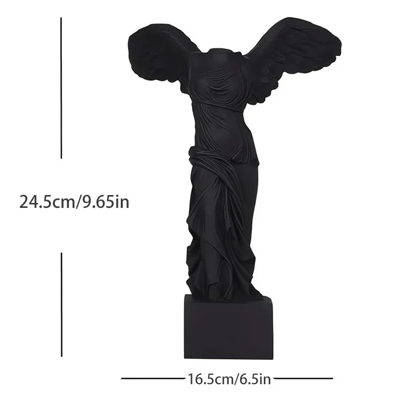 Winged Victory goddess statue black resin Perfecsy decor sculpture on Tampa Home & Garden Store