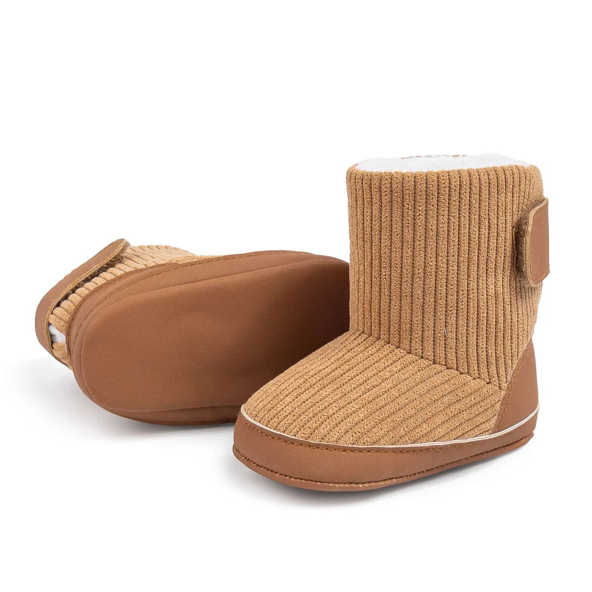 Newborn Winter Boots – Soft Corduroy Booties, tan, plush lining, UpTrend Deals on Tampa Home & Garden Store